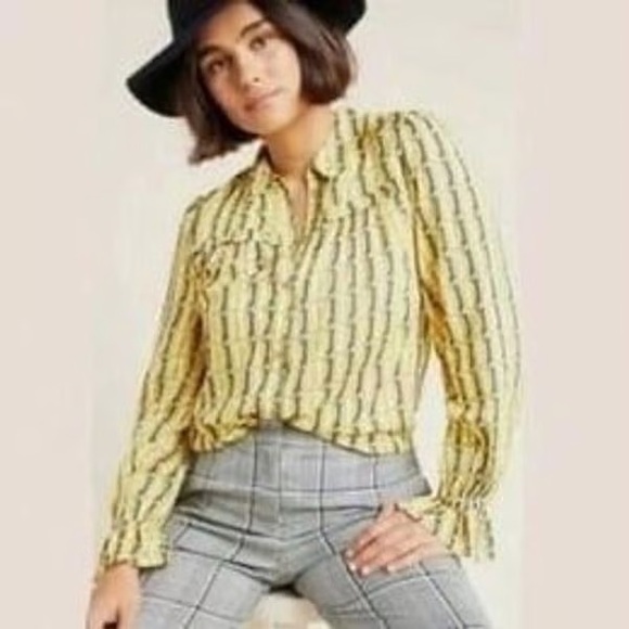 Maeve Tops - Maeve by Anthropologie Fredericka Dachshund Long Sleeve Blouse